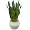 15" Green Snake Faux Foliage Artificial Plant with White Porcelain Pot